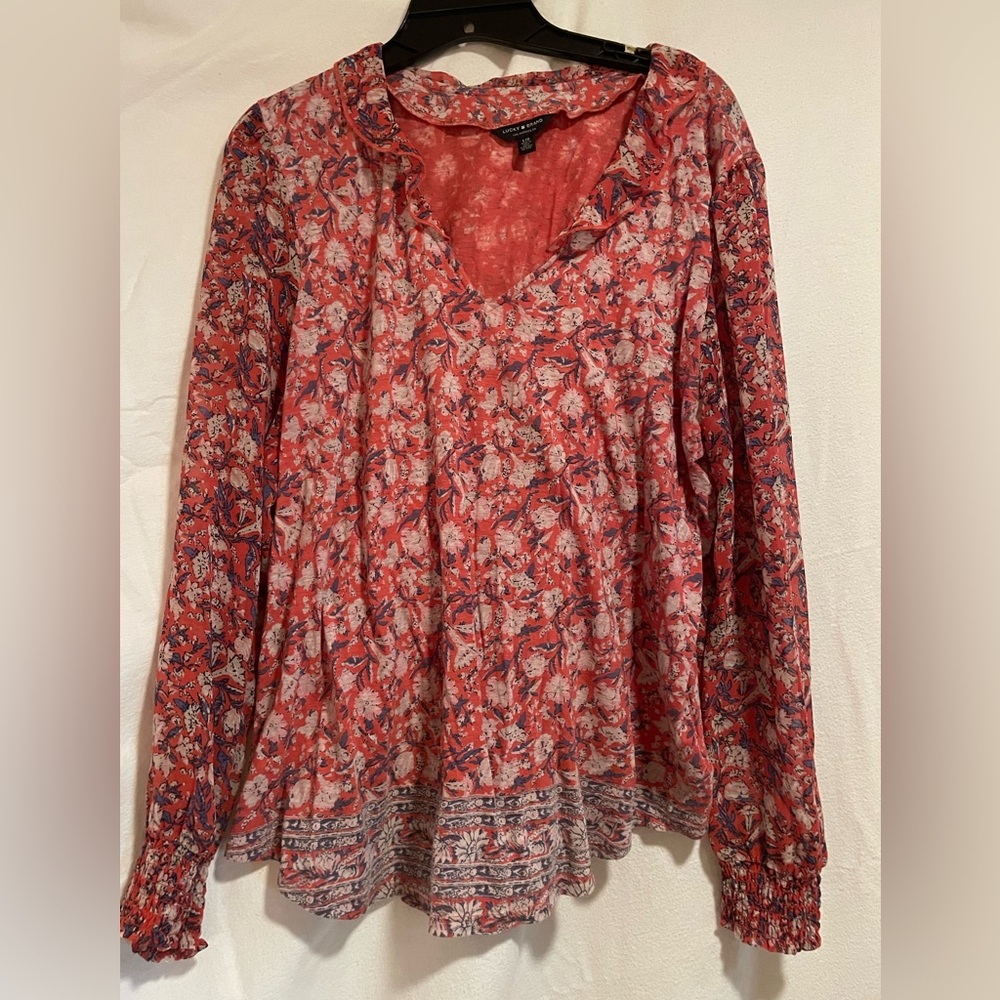 Lucky Brand Red Floral Blouse